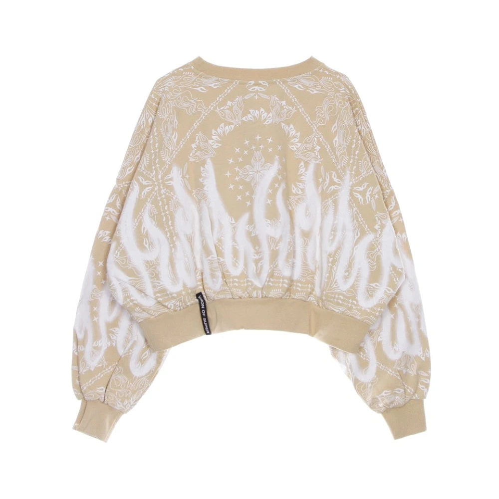 Vision OF Super Bandana Print Crop Sweatshirt Beige Dames