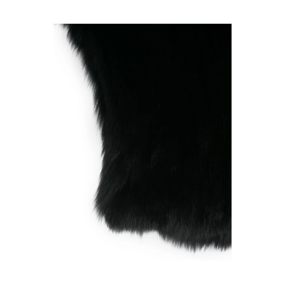 Suprema Zwarte Vossenbont Kraag Elastische Zoom Black Dames