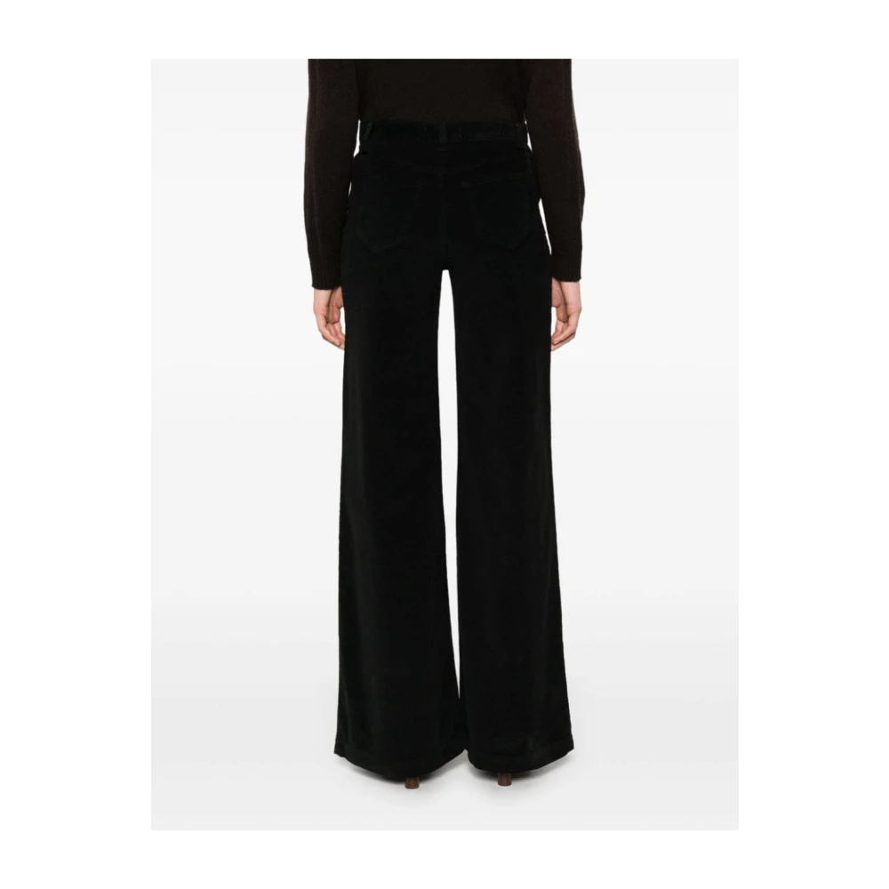Twinset Zwarte Corduroy Flared Broek Black Dames