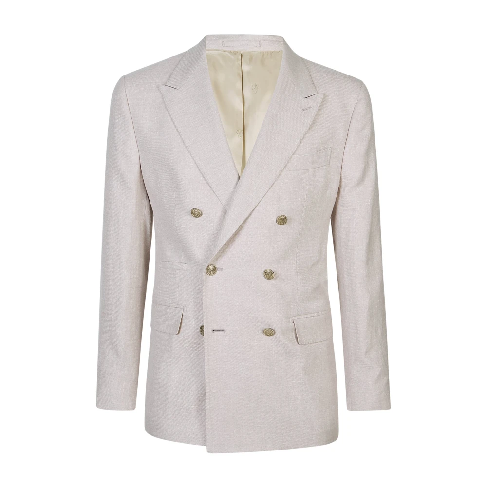 Eleventy Men's Beige Tick Pock Thread Jacket - Blazers - L - Jackets
