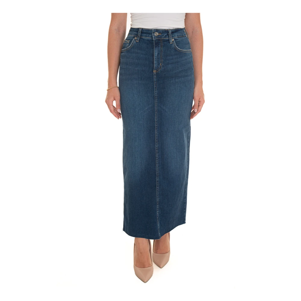 Liu Jo Hoge Taille Jeans Rok met Achtersplit Blue Dames