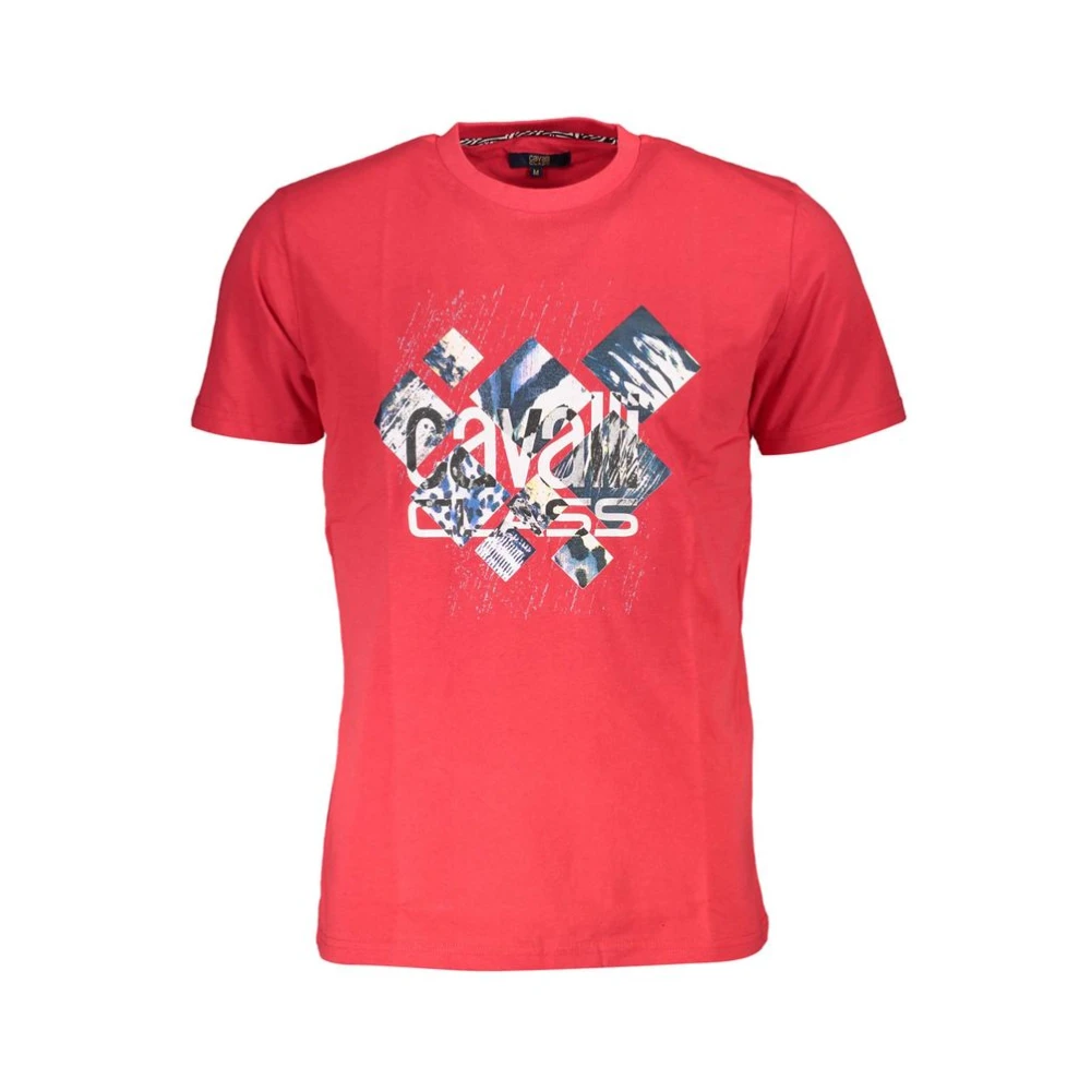 Cavalli Class Bedrukt Logo T-shirt Red Heren