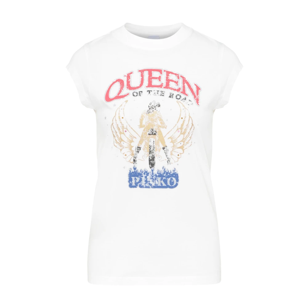 Pinko Jersey T-shirt Marrakech Stijl White Dames