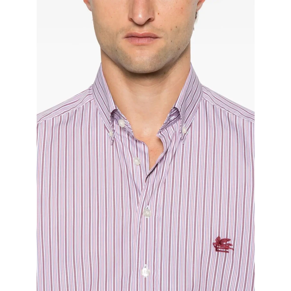 ETRO Gestreept Pegasus Shirt in Roze Pink Heren