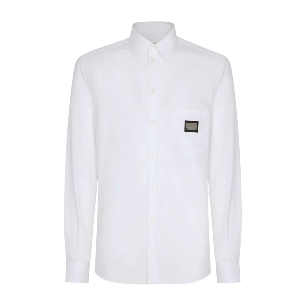 Dolce & Gabbana Men's White Shirts With Metal Logo