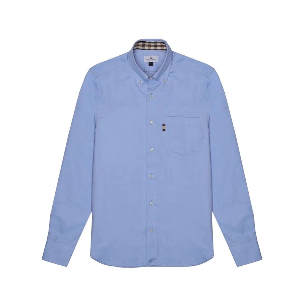 Aquascutum Men's Blue Casual Shirts, S, Iconic Shirt