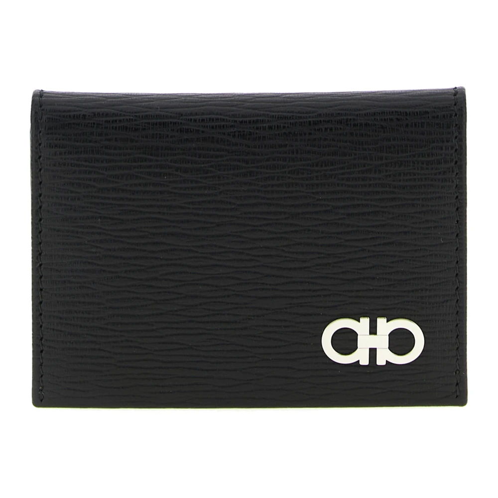 Ferragamo Men's Black Revival Gancio Card Holder