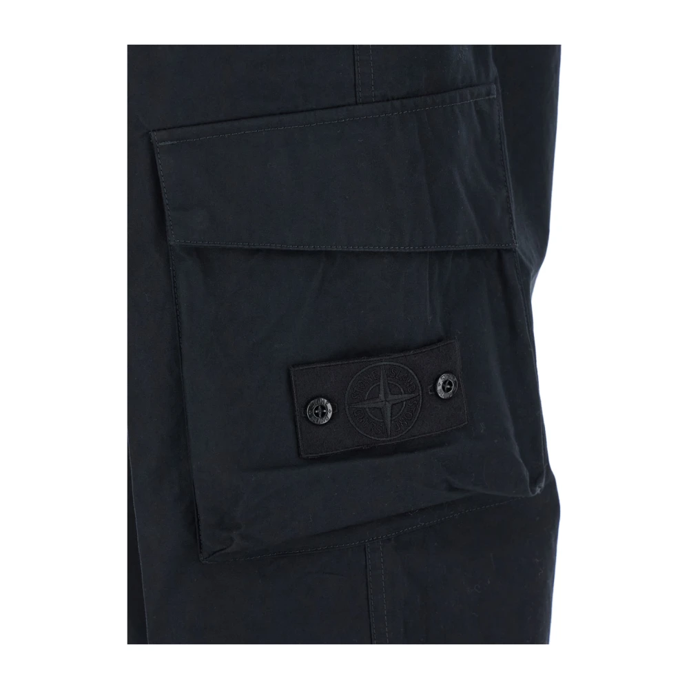 Stone Island Zwarte Katoenen Broek Cotone Fermo Black Heren