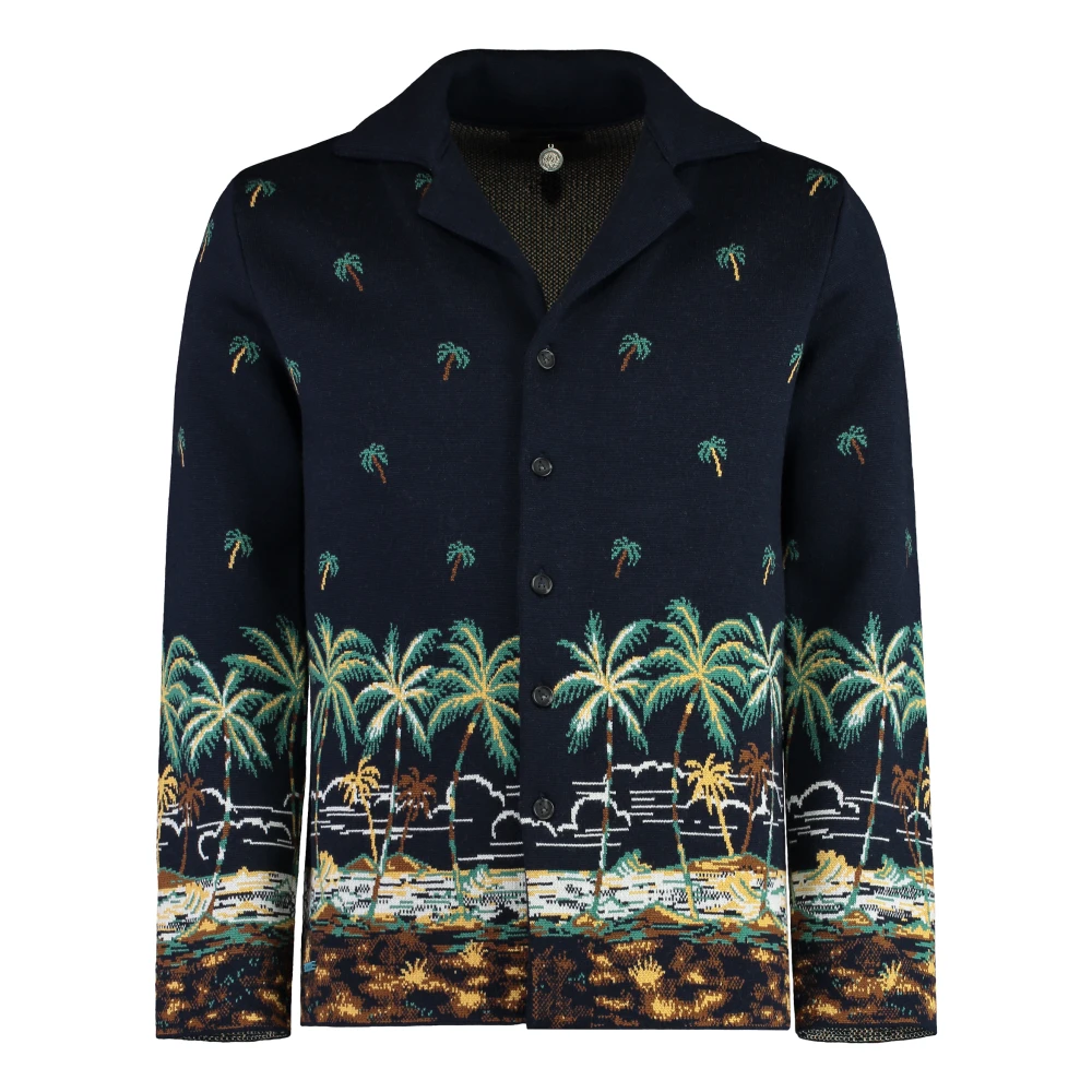Alanui Hawaiiaanse Virgin Wool Overshirt Hoornknopen Multicolor Heren