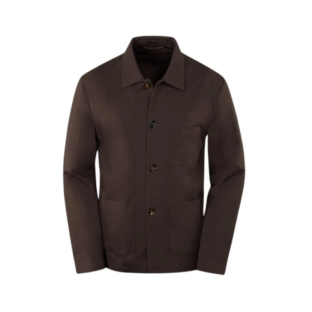 Moorer Men's Brown Light Jackets, M, Shirt Jacket