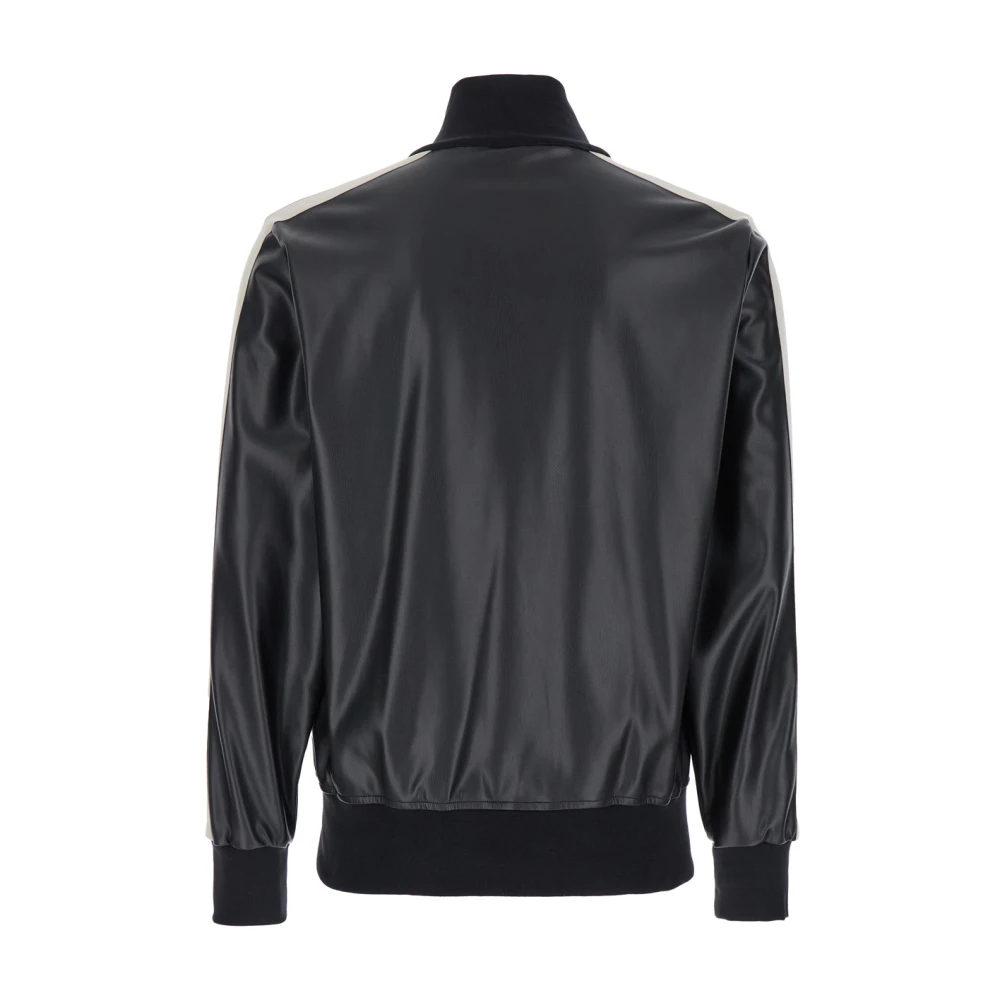 Palm Angels Zwarte Leren Effect Trainingsjack Black Heren