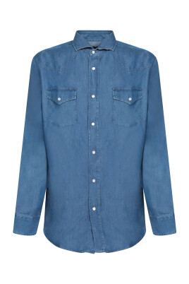chemise-western-denim-bleue