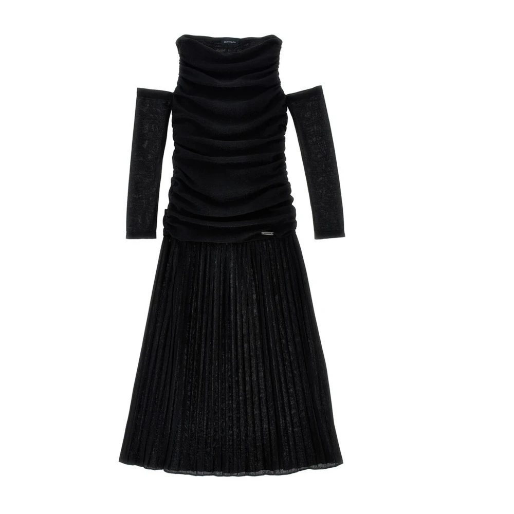 Monnalisa Girls Black Dresses, 10 Y, Pleated Lurex Dress