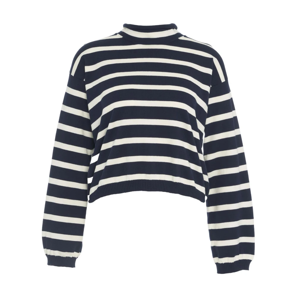 Semicouture Luxe Gestreepte Gebreide Trui Blauw Blue Dames