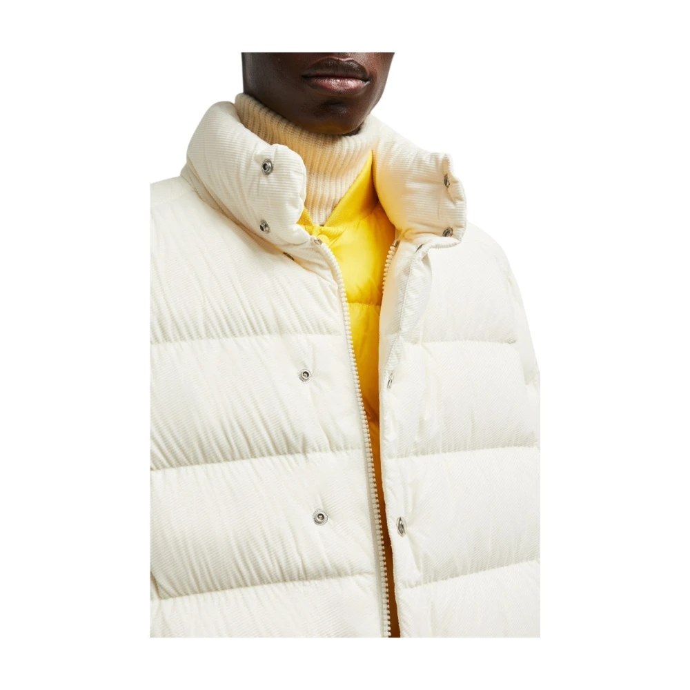 Moncler Witte Korte Donsjas met Flocked Nylon White Heren