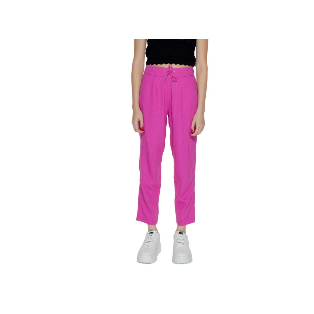 Only Women's Pink Multicolor Linen Jeans & Pant - Wide Trousers - M L32 - Trousers