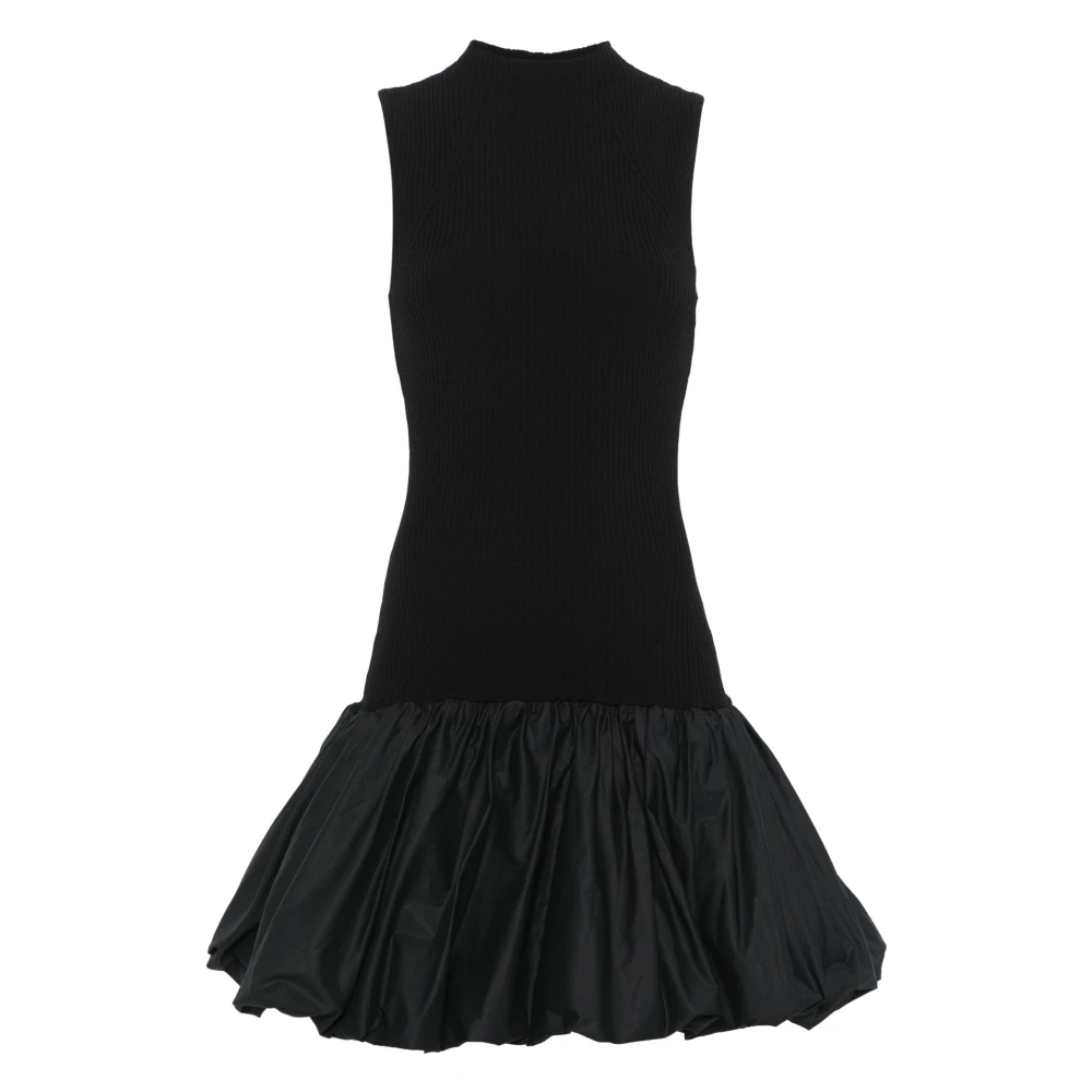 Rotate Birger Christensen Ribgebreide Racer Cut Ballonjurk Black Dames