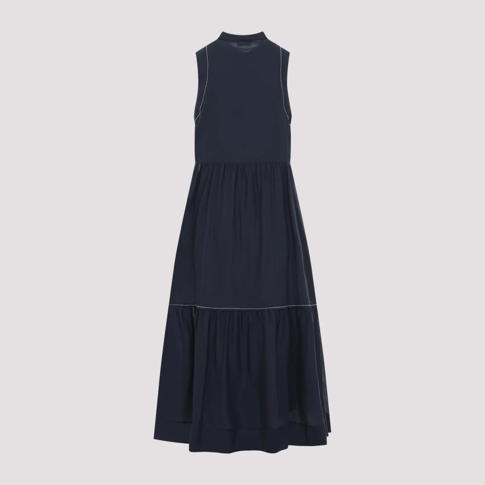 PESERICO Blauwe Katoenen Jurk Elegant Statement Stuk Blue Dames
