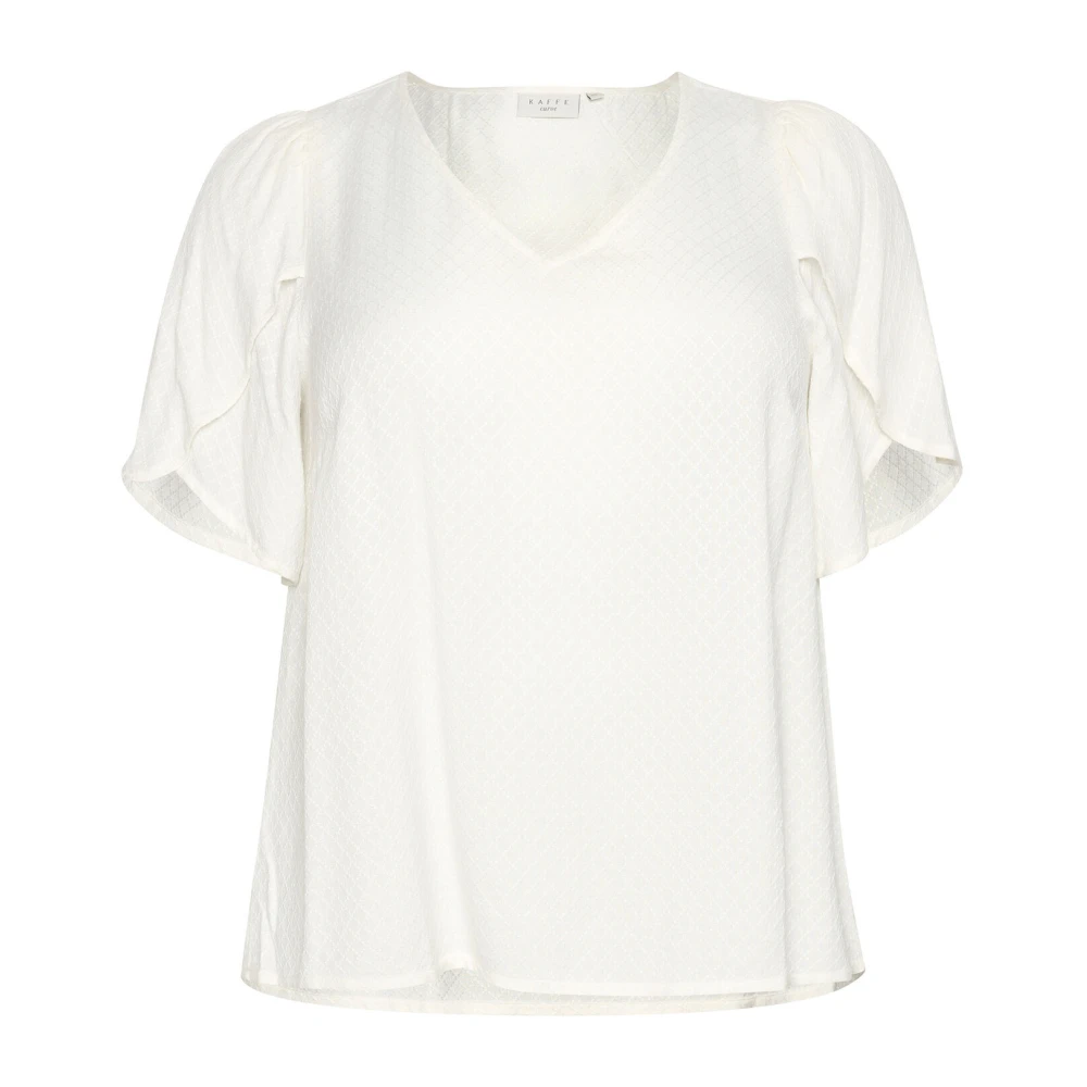 Kaffe Curve Elegante V-hals Blouse met Ruchedetails White Dames
