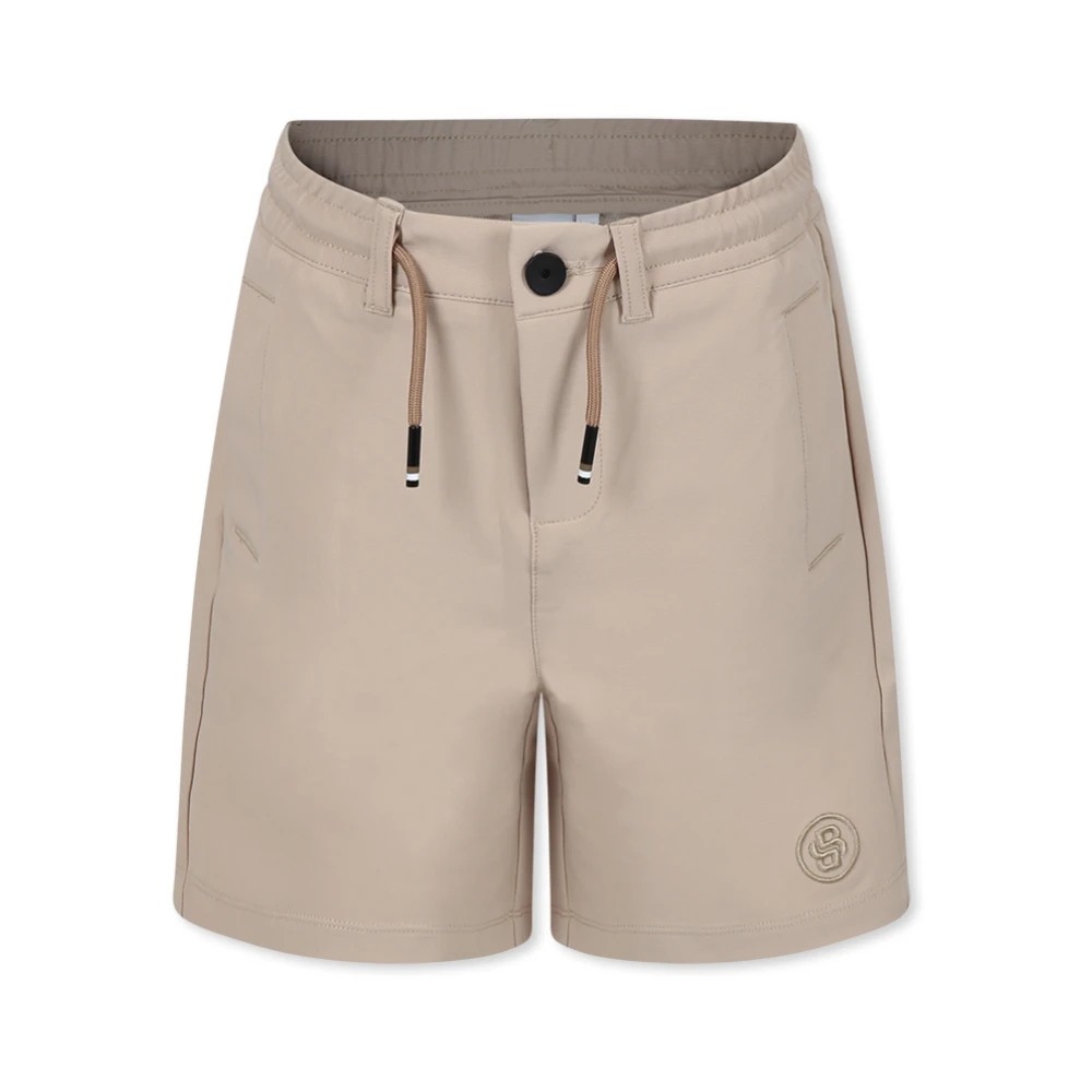 Hugo Boss Beige Casual Shorts med Broderad Logotyp Beige, Unisex