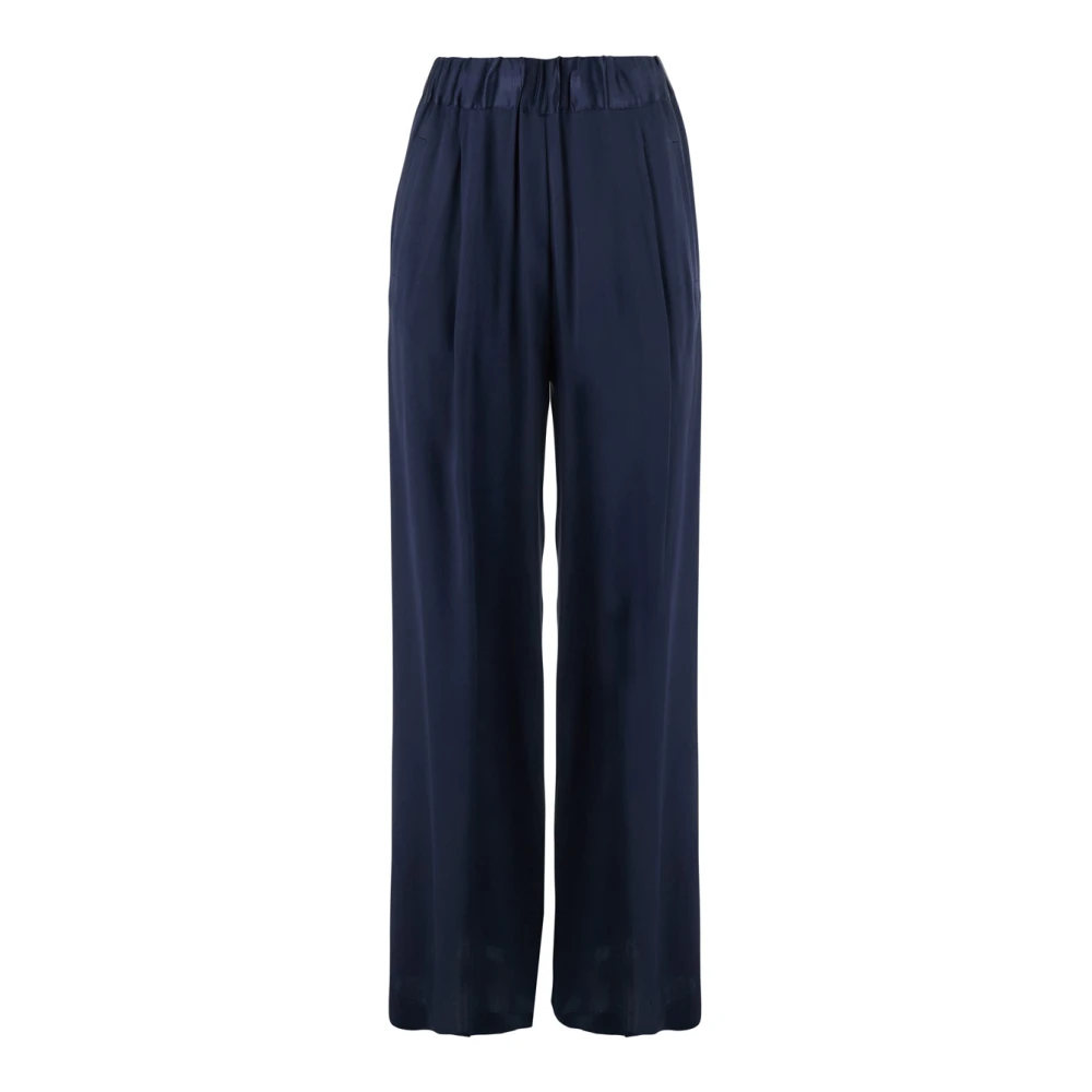 Semicouture Blauwe Zijdeblend Broek met Plooien Blue Dames