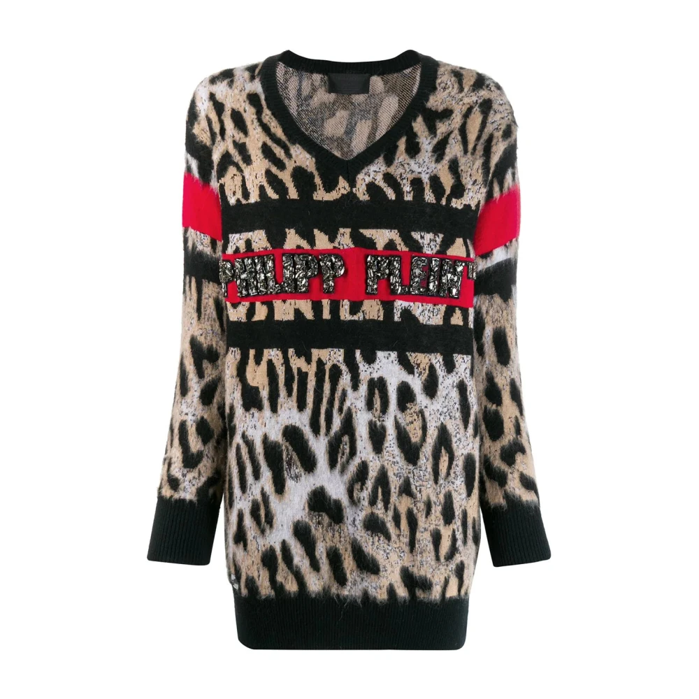 Philipp Plein Zwarte Textiel Blouse Pullover Ronde Multicolor Dames