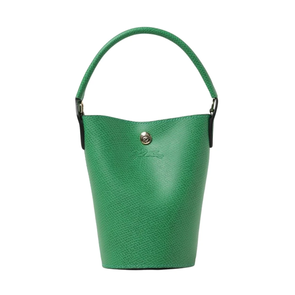 Longchamp Women's Green Mini Bucket Bag In Grained Leather