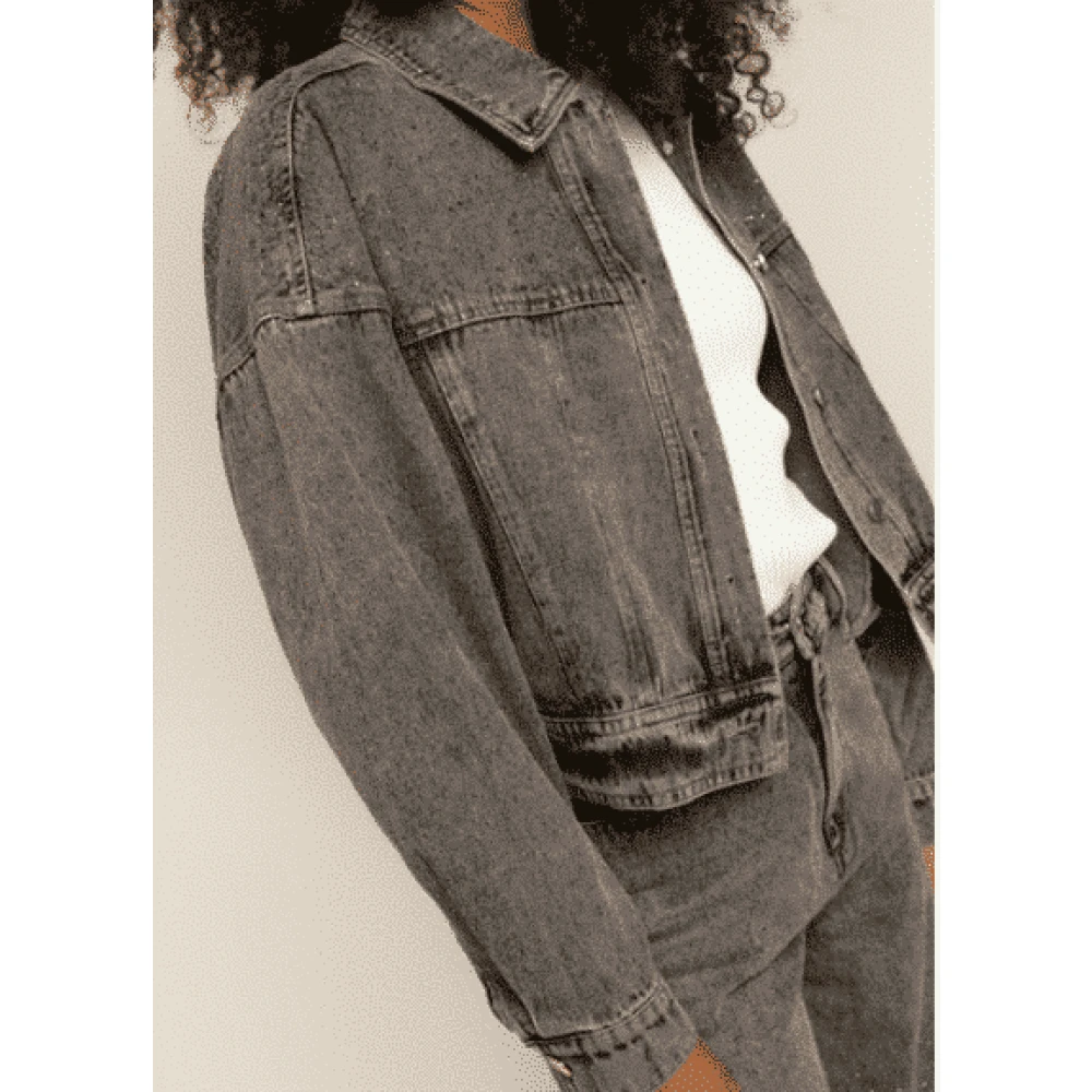 Freebird Grijze Denimjack met Strass-steentjes Gray Dames