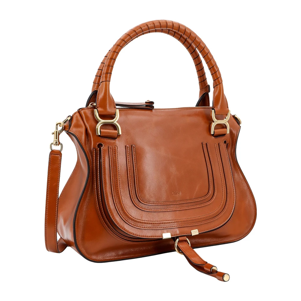 Chloé Bruine leren handtas met klepsluiting Brown Dames