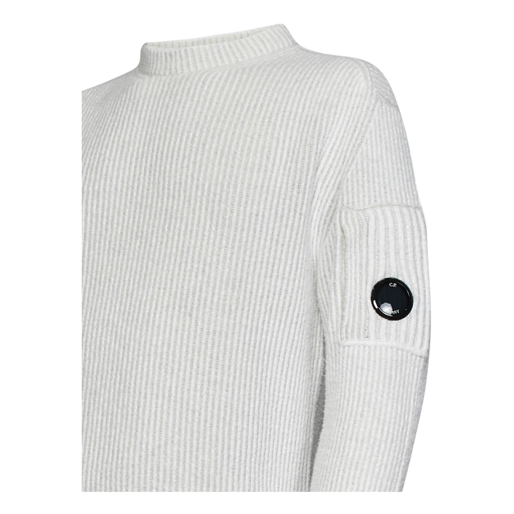 C.P. Company Witte Crewneck Sweater met Ritssluiting White Heren