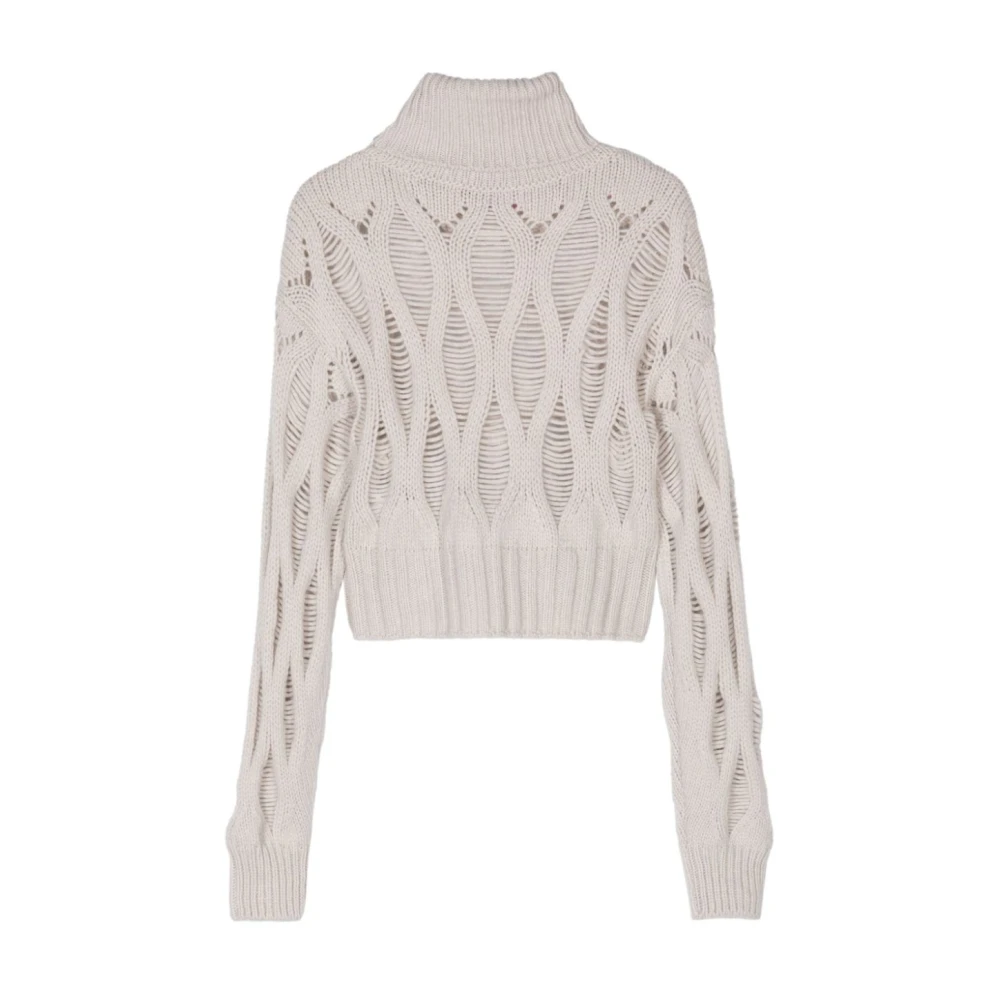 Wild Cashmere Beige Cashmere Sweater Drop-Stitch Gebreid Beige Dames