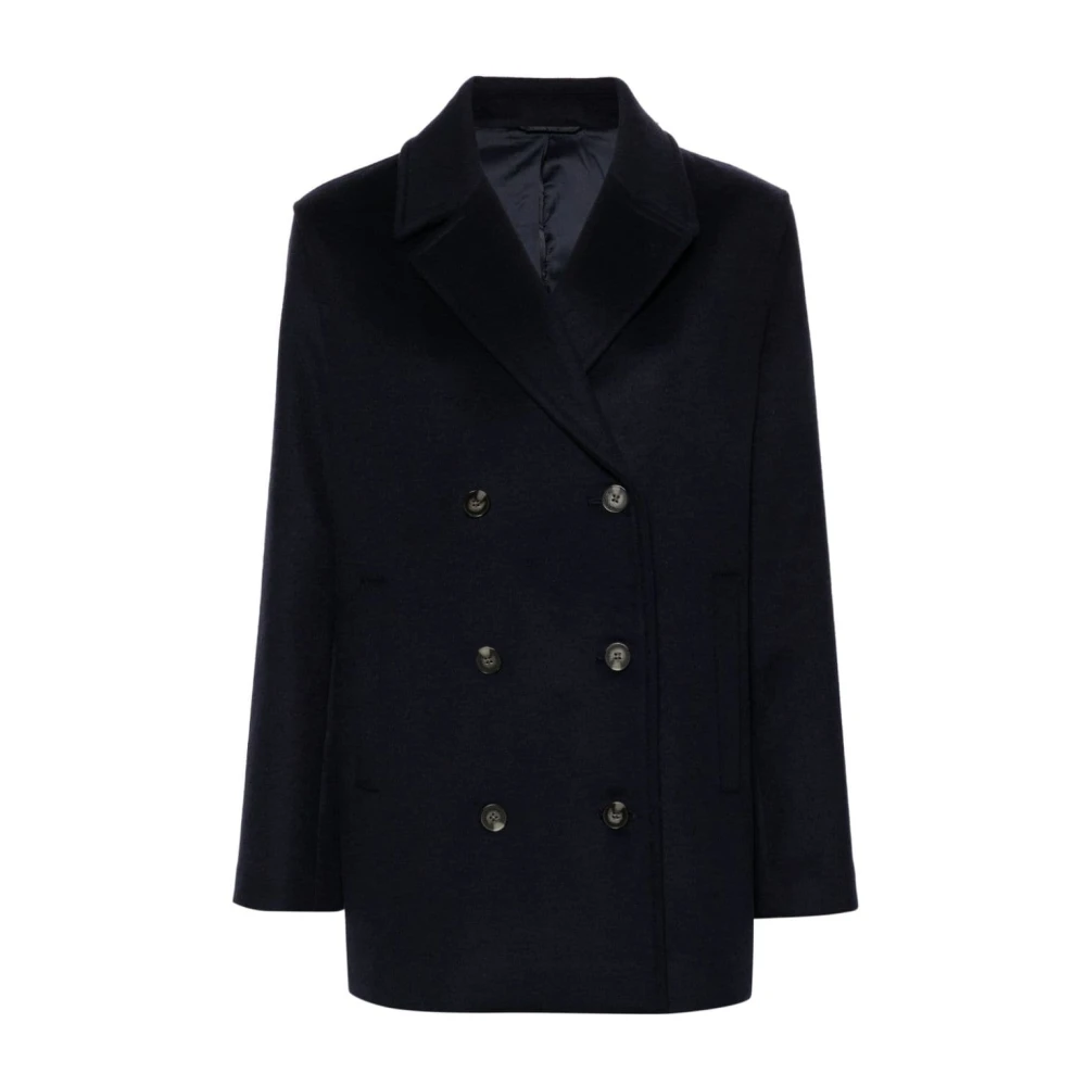 Calvin Klein Navy Blauwe Wollen Jas Blue Dames