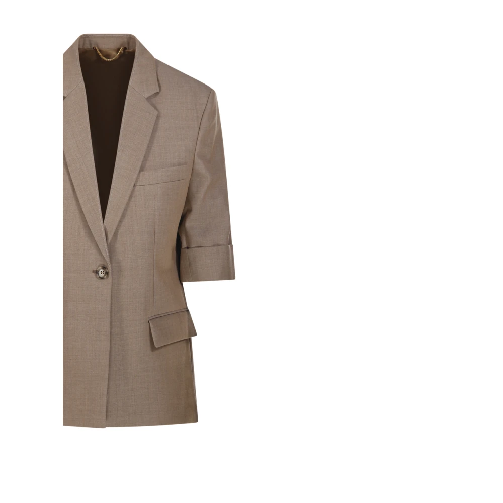 Victoria Beckham Tabak Korte Mouw Jas Beige Dames