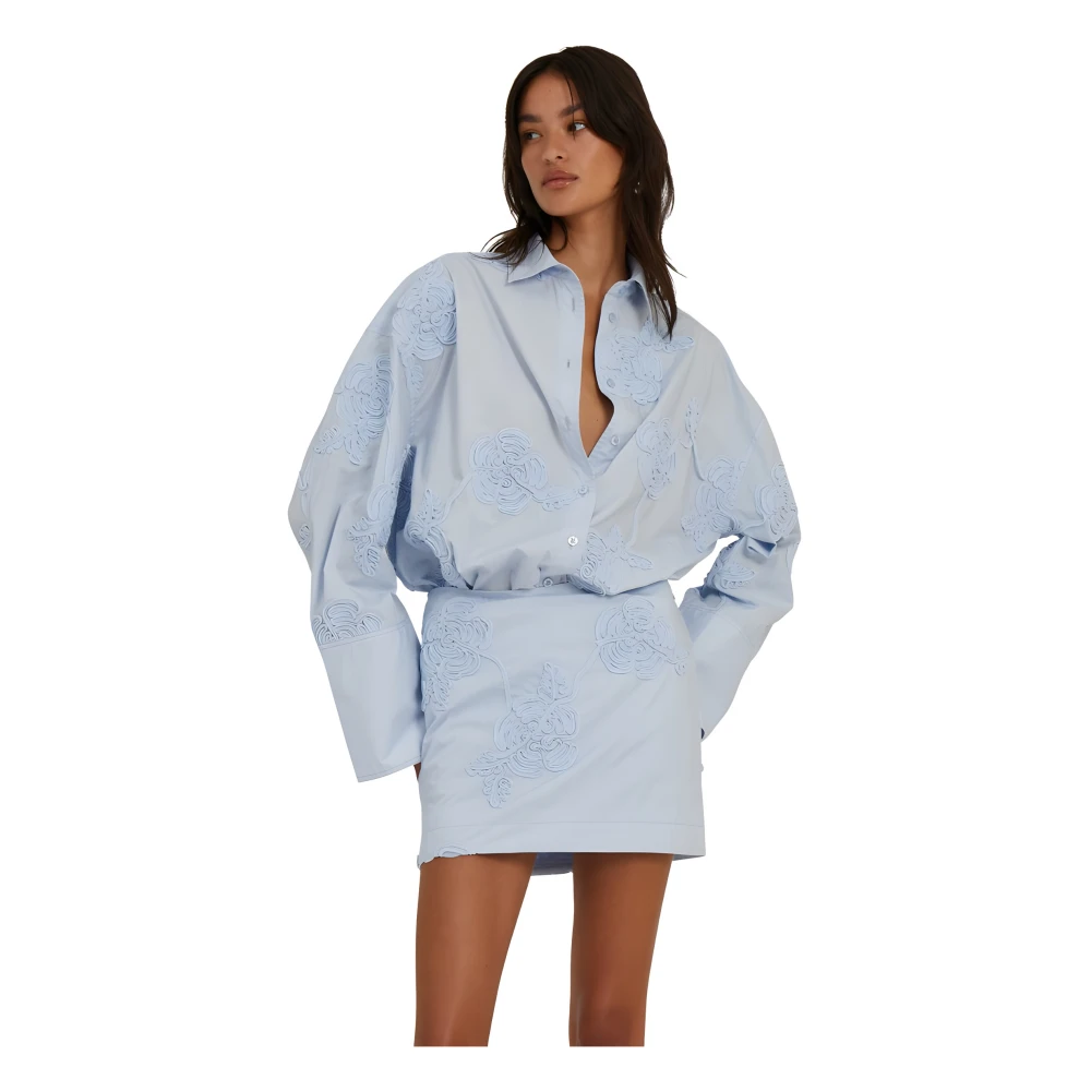 Rotate Birger Christensen Oversized Shirt Blue Dames
