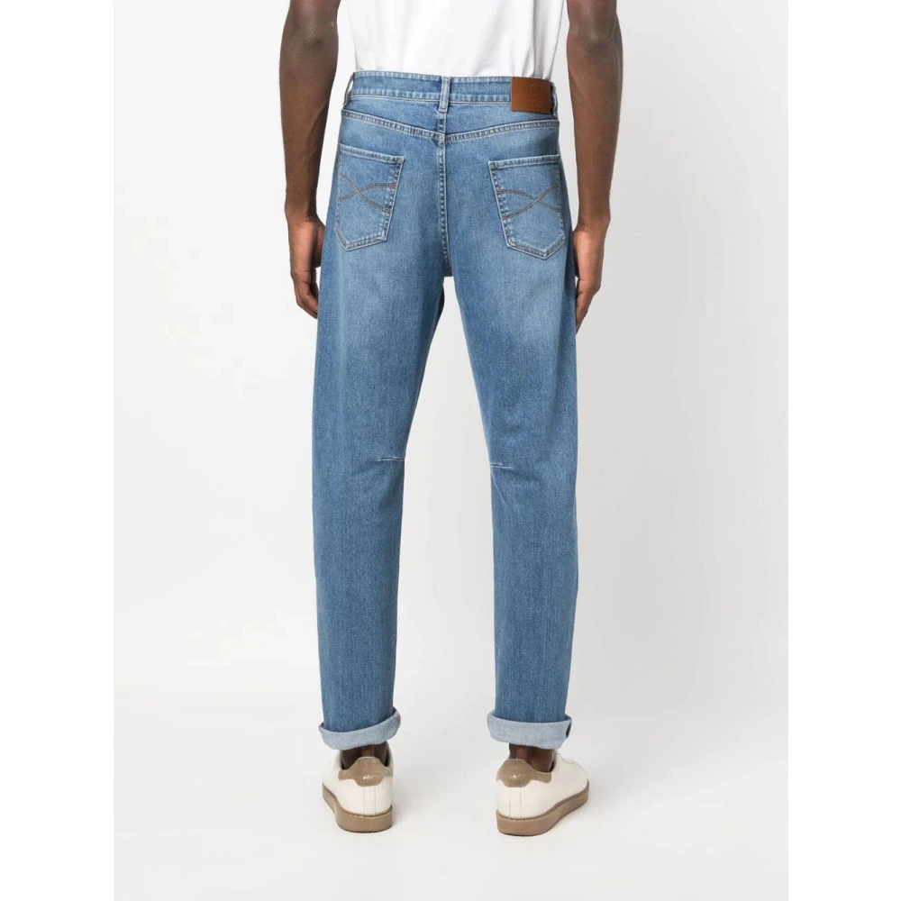 BRUNELLO CUCINELLI Blauwe Denim Broek Blue Heren