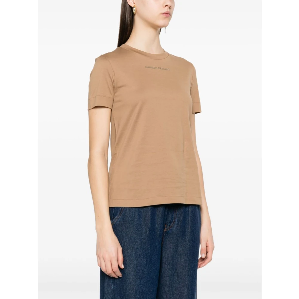 Max Mara Beige T-shirts en Polos met Tekstprint Beige Dames