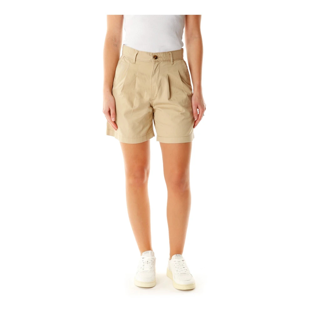 Levi's Geplooide Shorts Zomerstijl Beige Dames