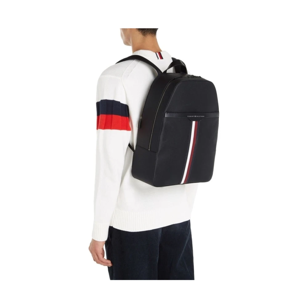 Tommy Hilfiger Zwarte Coated Canvas Rugzak Black Heren