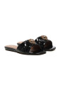 sandales-noires-en-cuir-verni-avec-aigle-dore