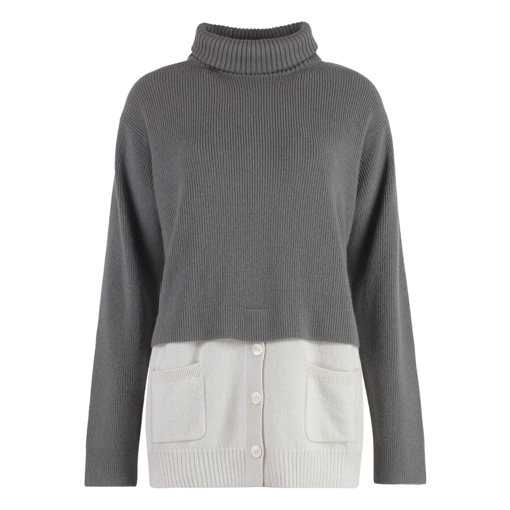 Malo Cashmere Turtleneck Tröja med Fickor Gray, Dam