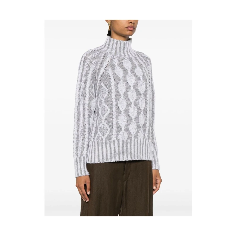 allude Grijze Kabeltrui Rolhals Sweater Gray Dames