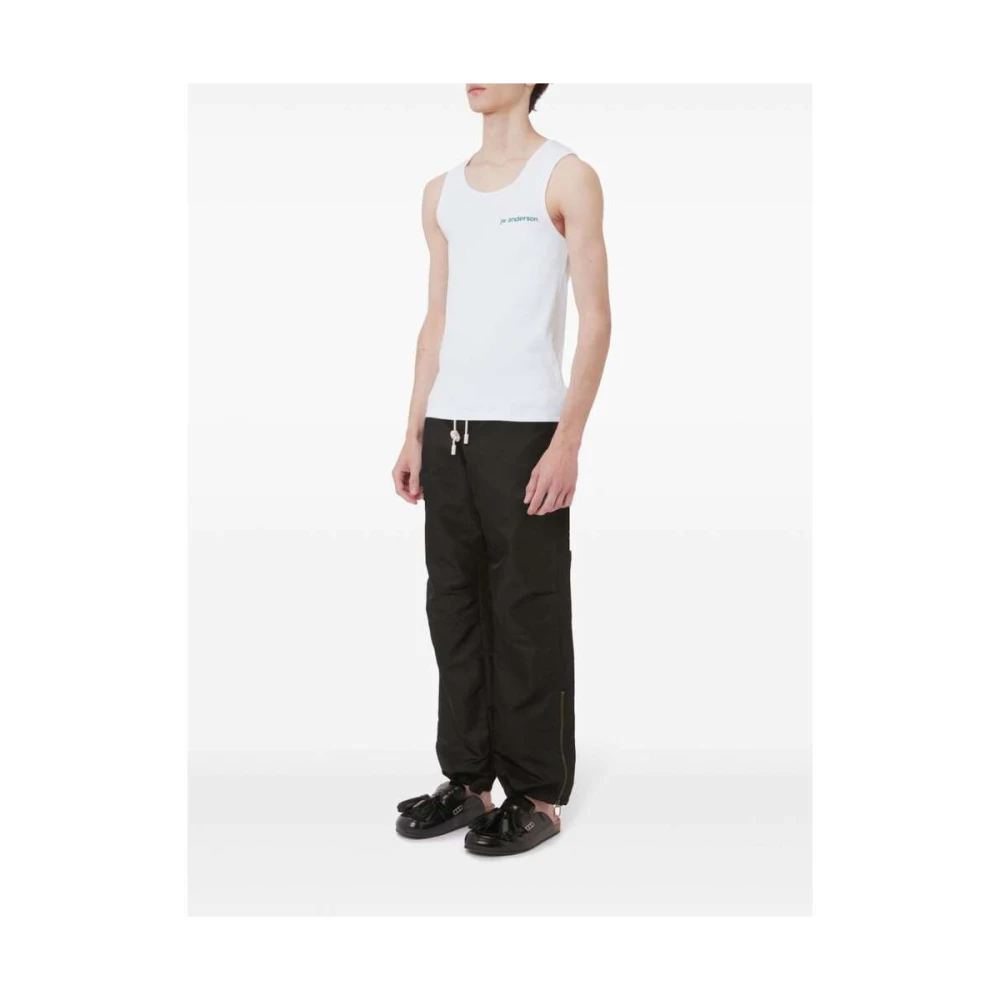 JW Anderson Wit Logo Geborduurde Mouwloze T-shirt White Heren