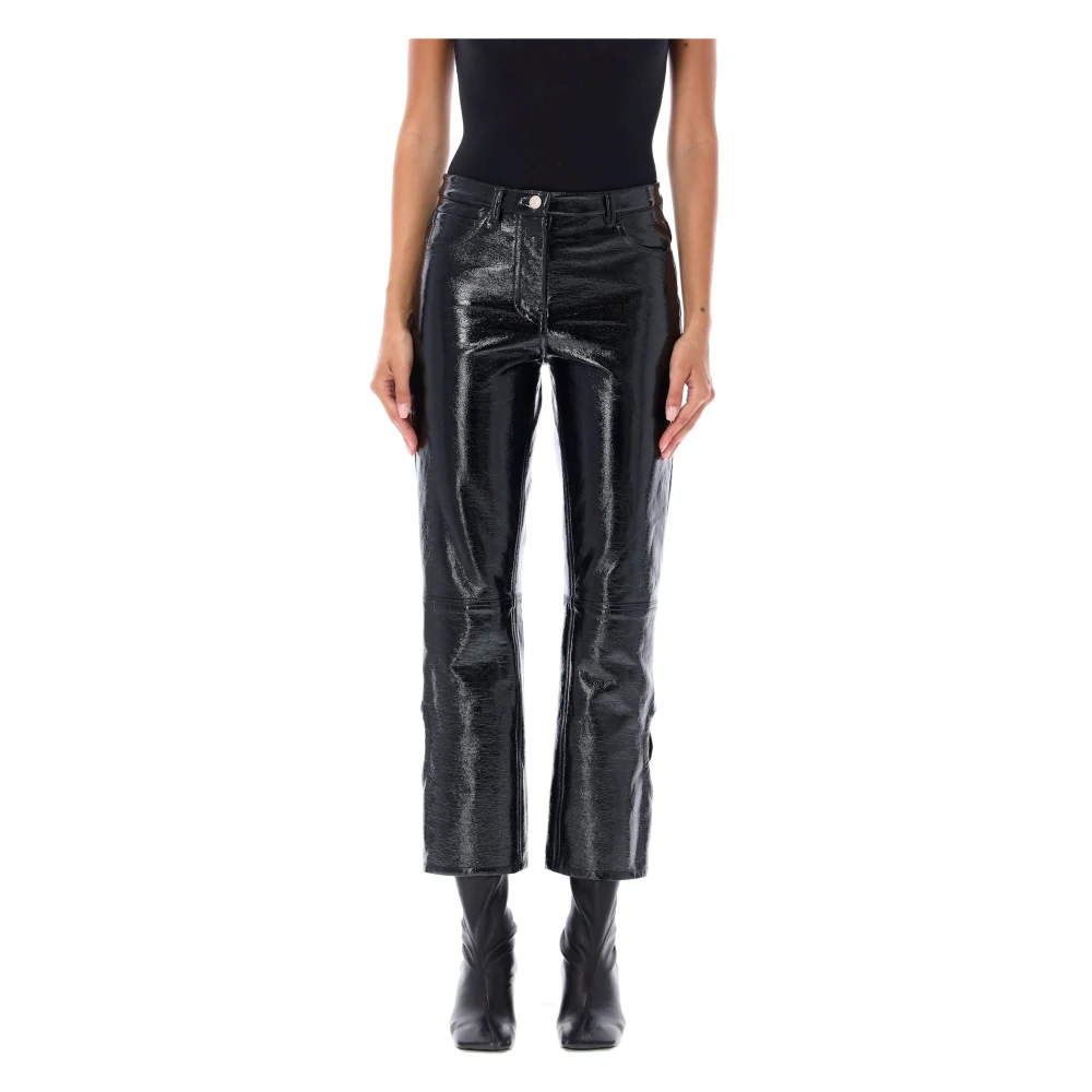 Courrèges Zwarte Vinyl Broek Hoge Taille Straight-Leg Black Dames