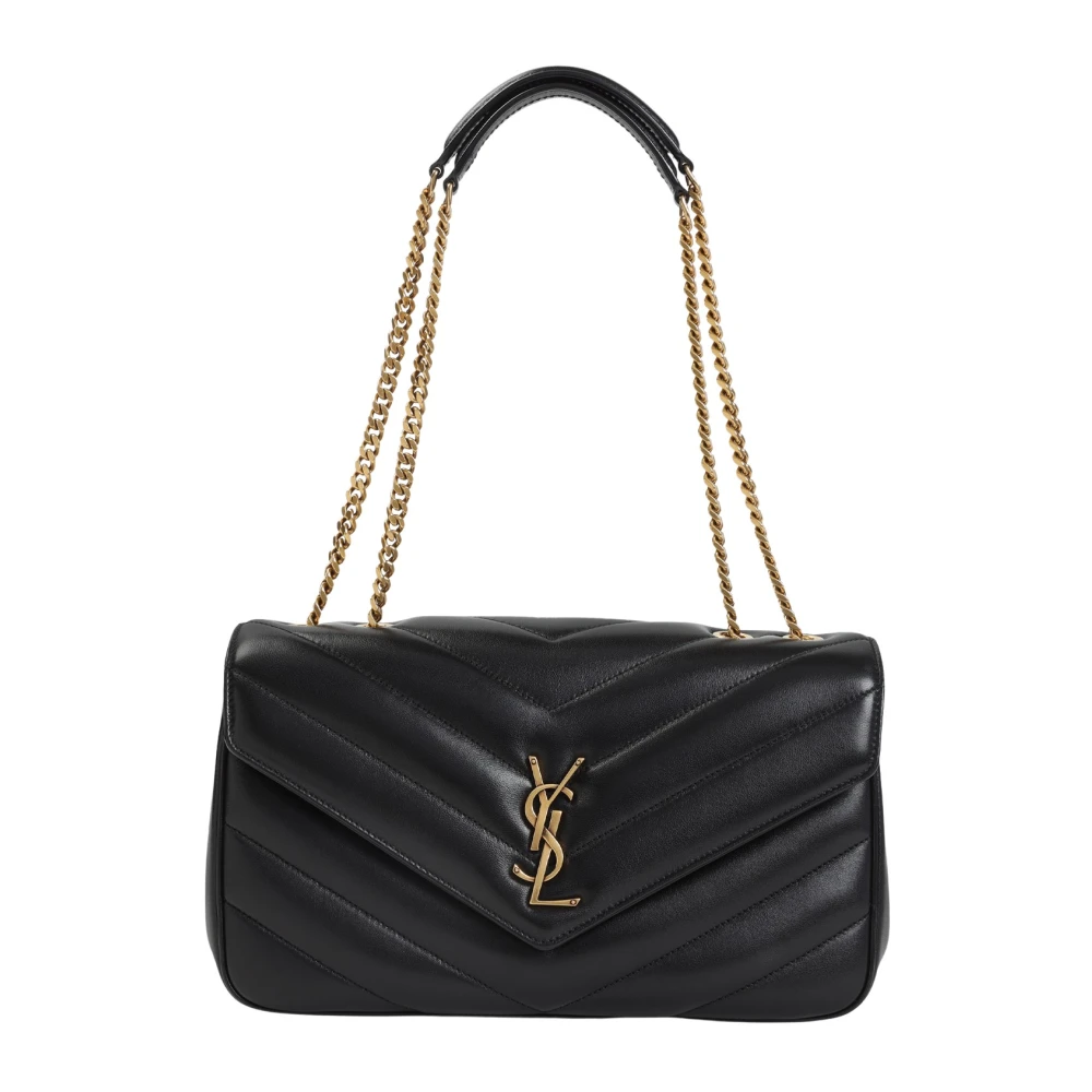 Saint Laurent Women's Black Loulou M Matelassé Leather Shoulder Bag