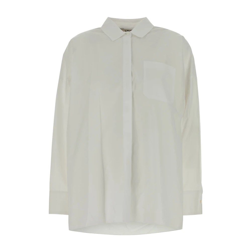 Max Mara Kvinno Vit Blusar & Skjortor Dam, M, Bomull, Gerona Skjorta