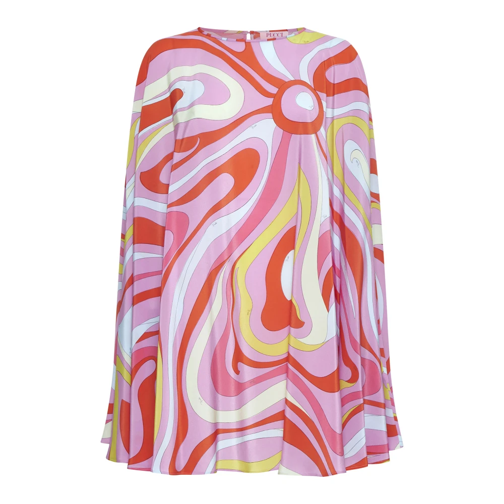 EMILIO PUCCI Abstract Print Zijden Mini Jurk Multicolor Dames