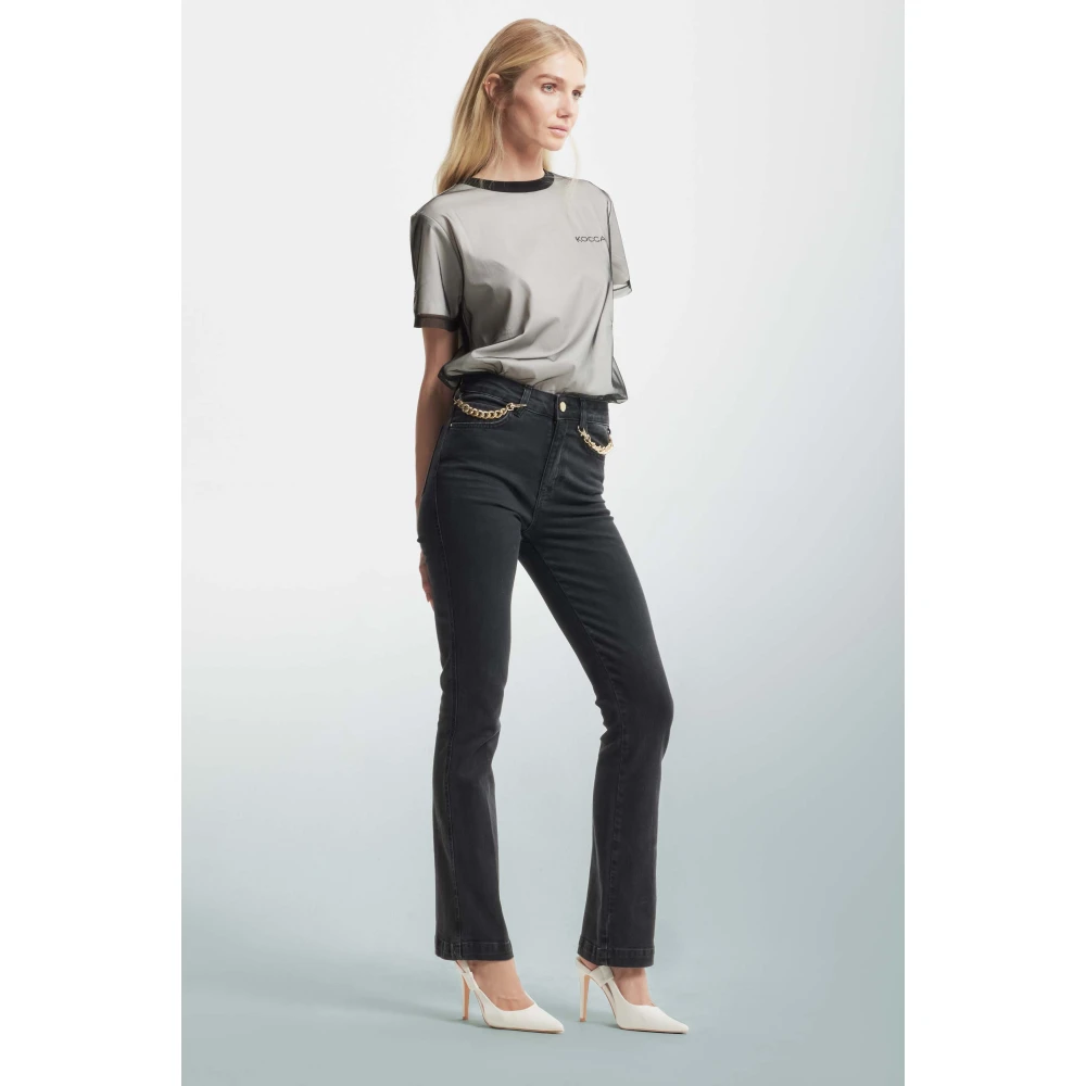 Kocca Aansluitende jeans met metalen kettingdetail Black Dames