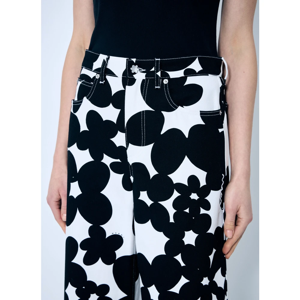 Marni Dillies Print Katoenen Broek Black Dames