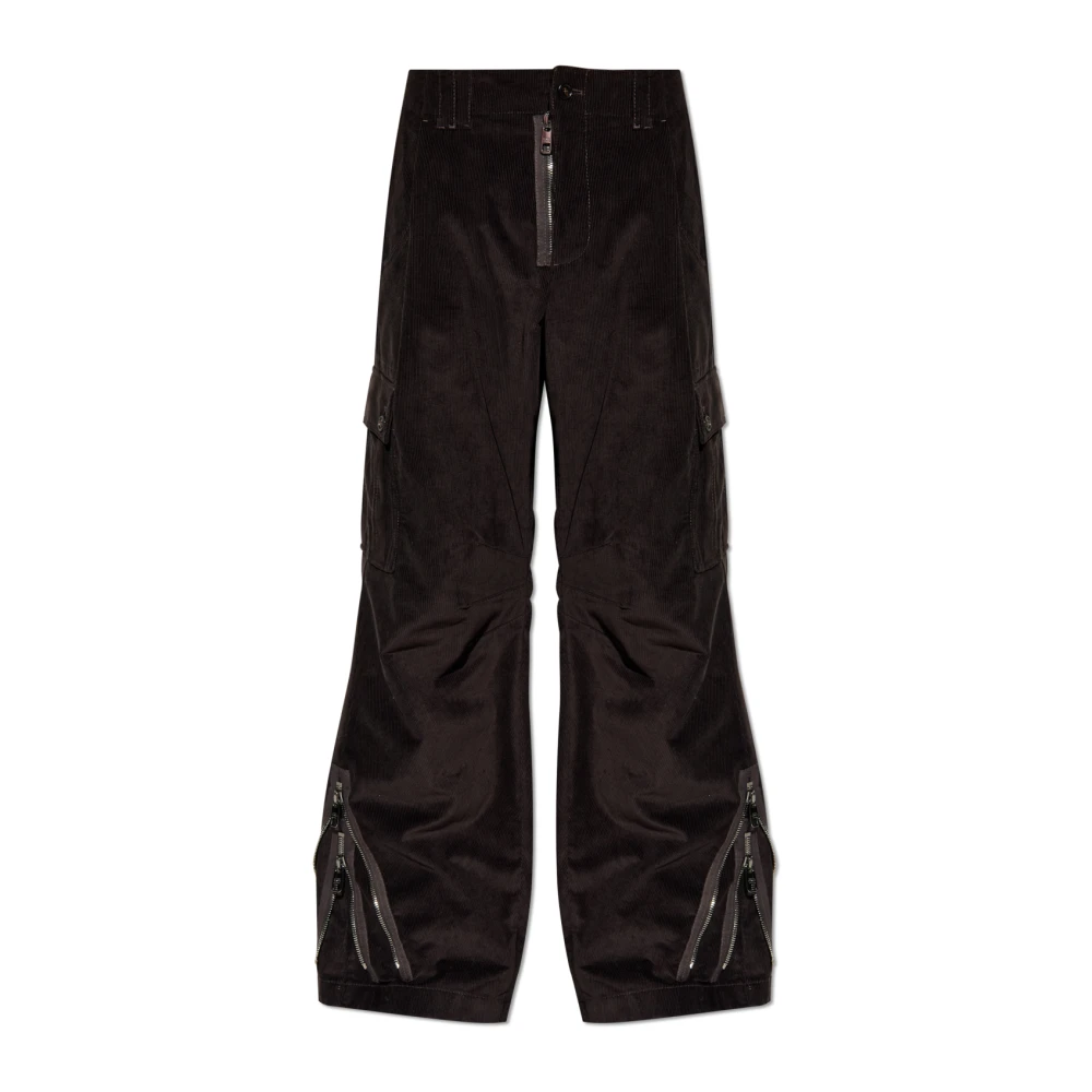 Dolce & Gabbana Men's Brown Wide Trousers, M, Corduroy Cargo Trousers