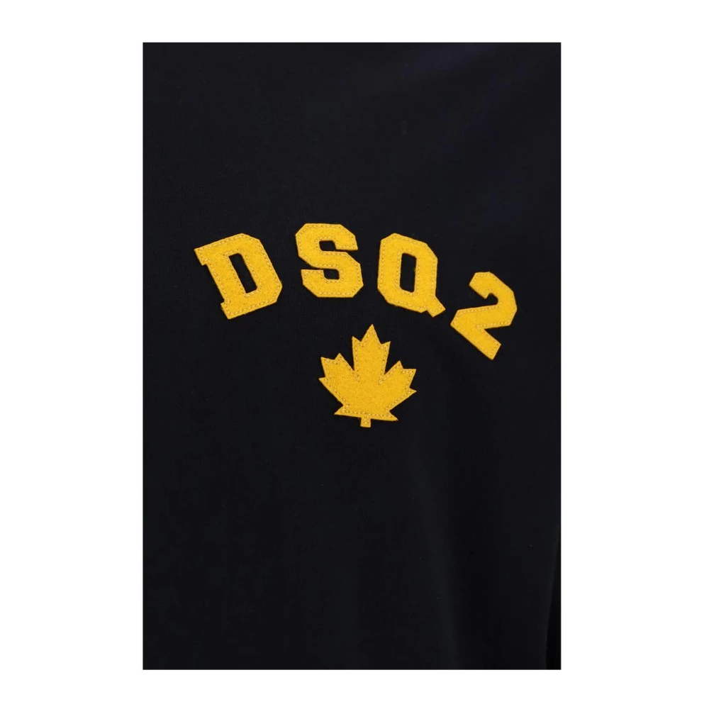 Dsquared2 Monogram Katoenen T-shirt met Geribbelde Hals Black Heren